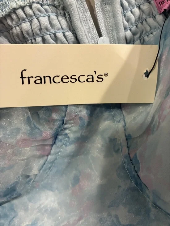 Francesca’s NWT Light Blue Tie-Shoulder Floral Mini Dress XL - Picture 5 of 9